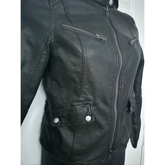 NWOT Free People We The Free Women's Black Vegan Leather Biker Moto Jacket Small - Picture 2 of 12